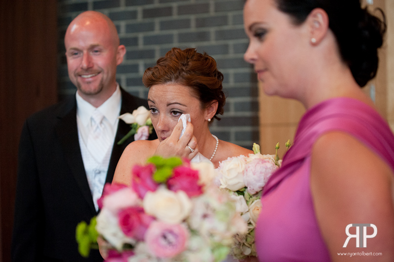 Bride cries after the ceremony